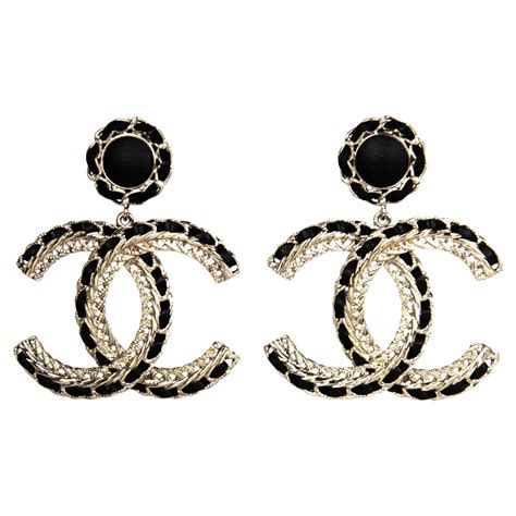 chanel gold and black earrings|buy Chanel cc earrings online.